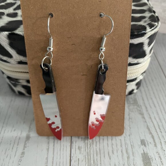 Bloody Blade Dangle Earrings | Creepy-Cute Accessory! New! - Picture 4 of 7